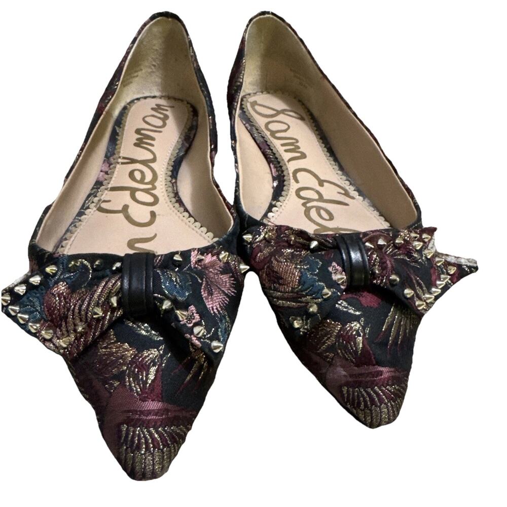 SAM EDELMAN RAISA FLORAL STUDDED FLATS WOMENS Size 8 - Picture 2 of 15